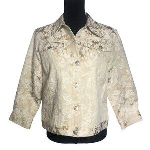 Hearts of Palm Paisley Jacket in Tan/Cream - Size 14